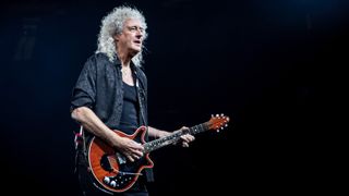 Brian May of Queen performs at Chase Center on November 08, 2023 in San Francisco, California.