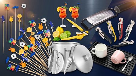 A zester, drinks opener set, cocktail picks and other party essentials.