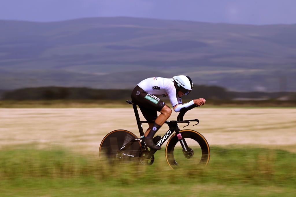 STIRLING SCOTLAND AUGUST 11 Nils Politt of Germany sprints during the Men Elite Individual Time Trial a 478km race from Stirling to Stirling at the 96th UCI Cycling World Championships Glasgow 2023 Day 9 UCIWT on August 11 2023 in Stirling Scotland Photo by Dario BelingheriGetty Images