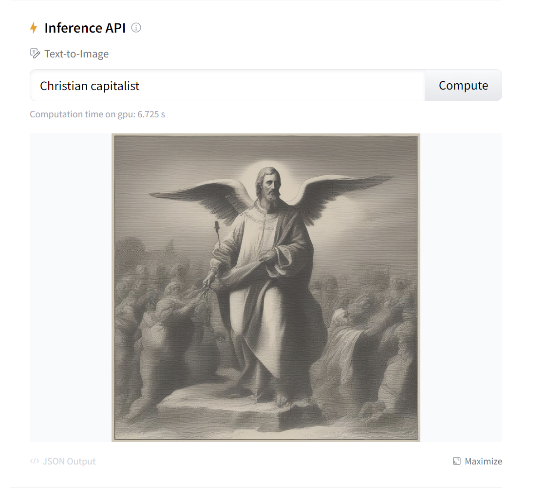 Stable Diffusion XL response to prompt Christian capitalist