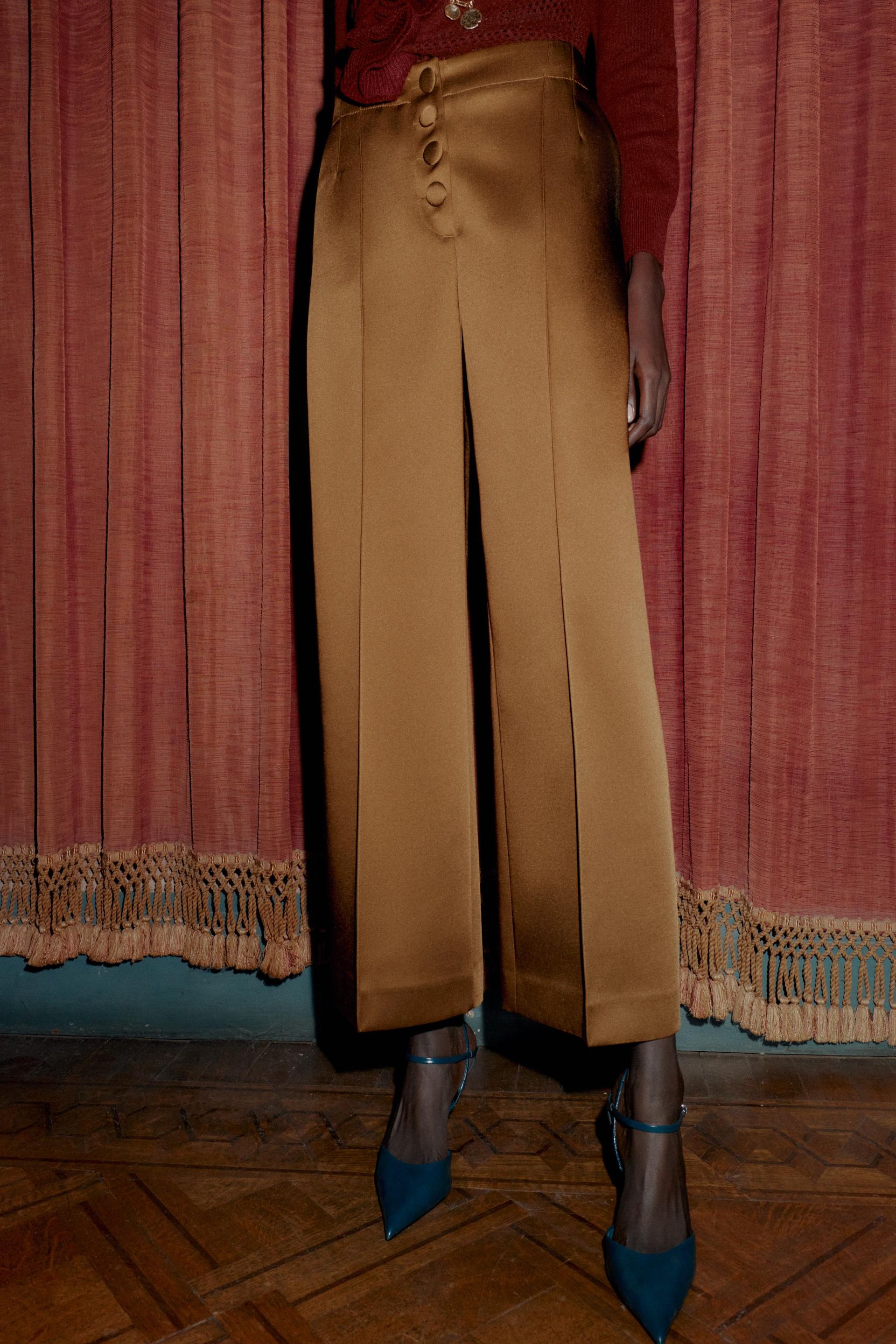 Satin Effect Wide Leg Pants