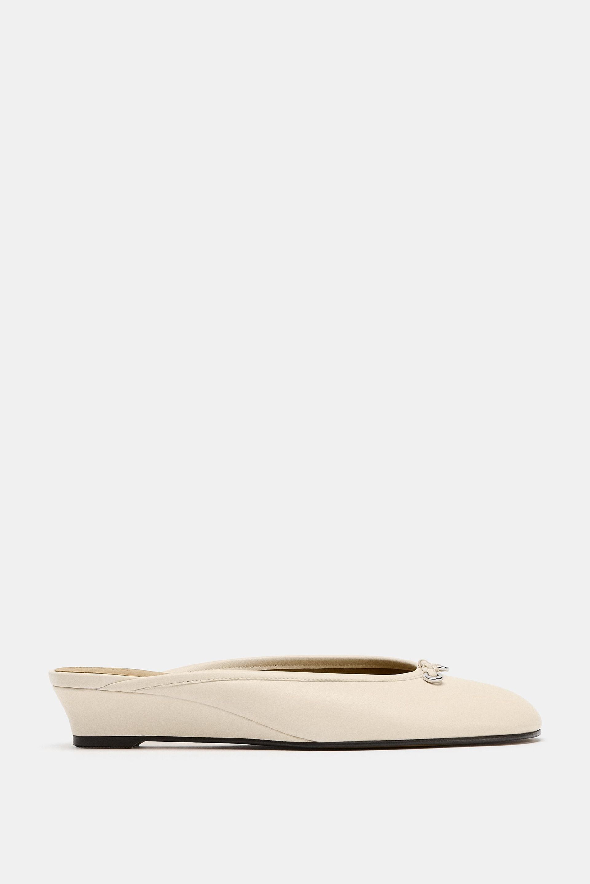 Leather Wedge Slingback Ballet Flats