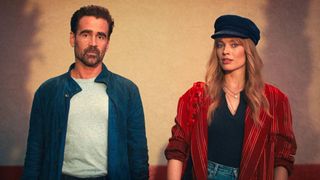 (L-R) Colin Farrell as David and Margot Robbie as Sarah in "A Big Bold Beautiful Journey"