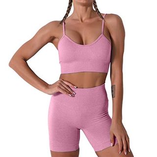 Nahtloses Yoga-Set für Damen, 2-teiliger Workout-Sport-BH mit Shorts mit hoher Taille, Leggings, Outfits, Workout-Outfits.jninth