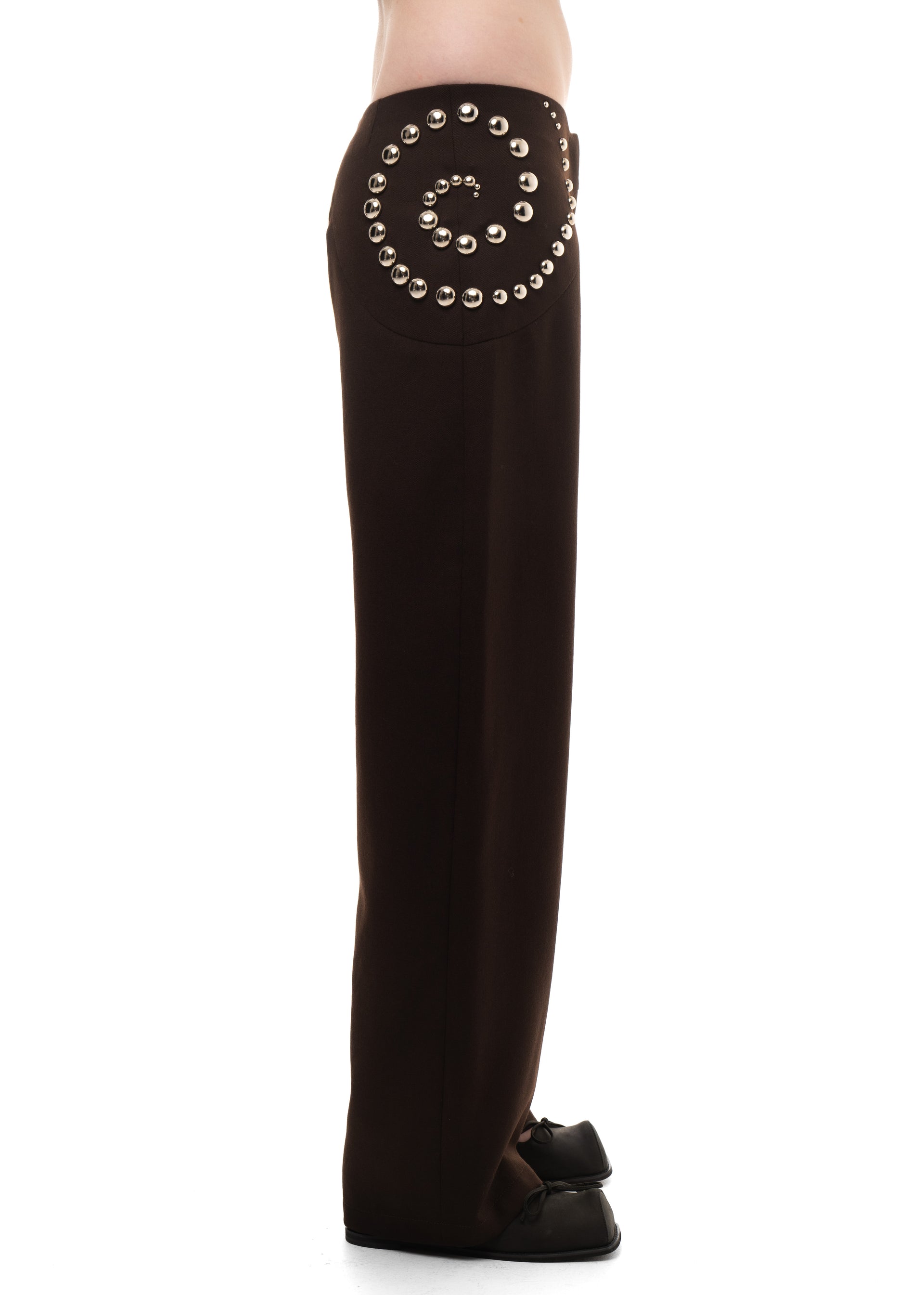Studded Spiral Trousers Brown