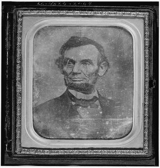 This picture of President Abraham Lincoln was taken in 1864, when the U.S. Civil War was raging on.