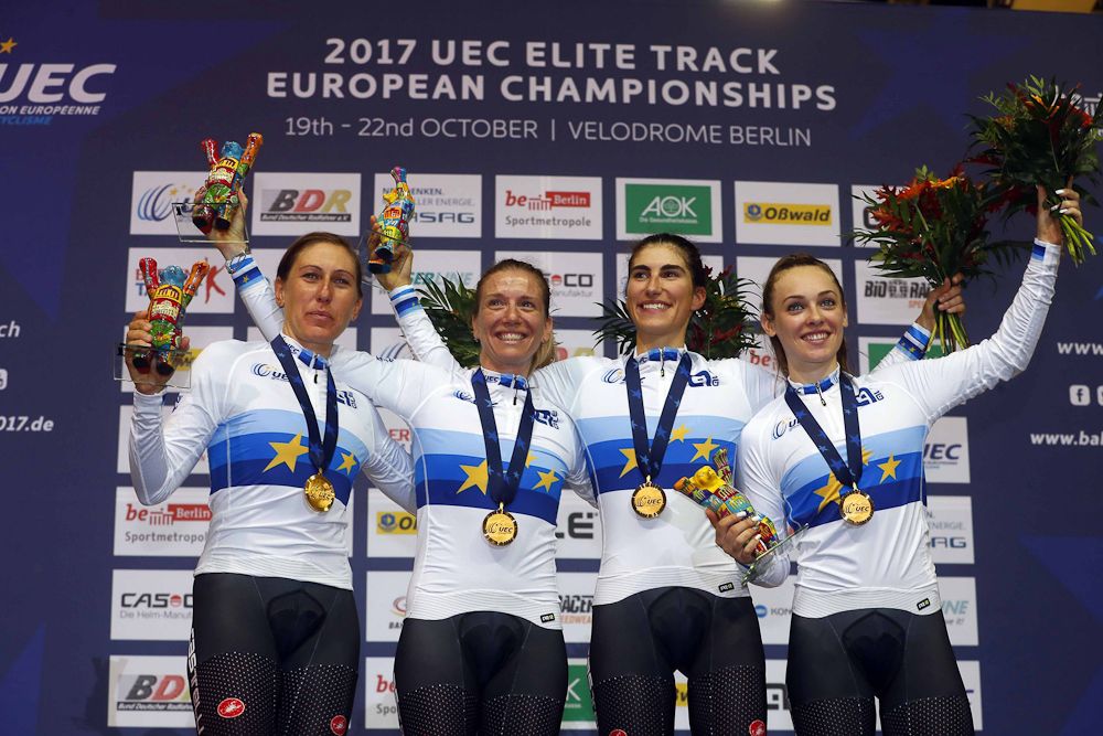 The Italian women's team pursuit riders took gold at the European championships