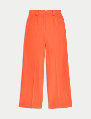 Crepe Tab Detail Wide Leg Trousers