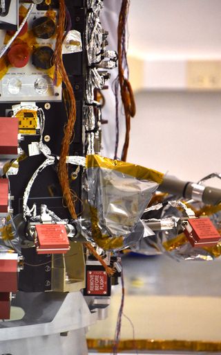 A view of the solar limb sensors: If there is an attitude error, these parts of the spacecraft will see the sun first, spurring the probe to adjust its position.