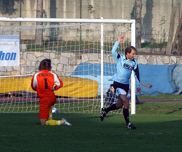 Ivan Gotti, 2X Giro d'Italia winner, shows he is good with a ball during the AlbinoLeffe charity match.