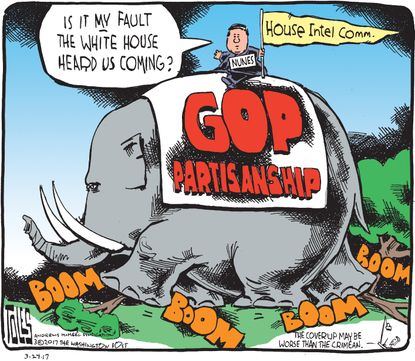 Political Cartoon U.S. GOP&nbsp;Nunes House Intel Leaks