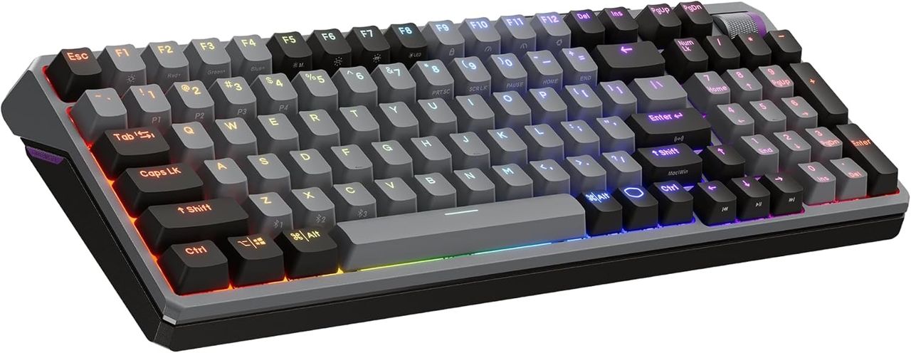 Cooler Master Mk770 Wireless Mechanical Rgb Gaming Keyboard, Kailh Box V2 Soft Click White Switches, Gasket Structure, Hot-Swappable, Bluetooth|2.4ghz, Tactile 3-Way Dial, Qwerty (mk-770-Gkkw1-Us)