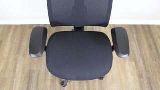 An overhead view of the Herman Miller Vantum's seat and armrests