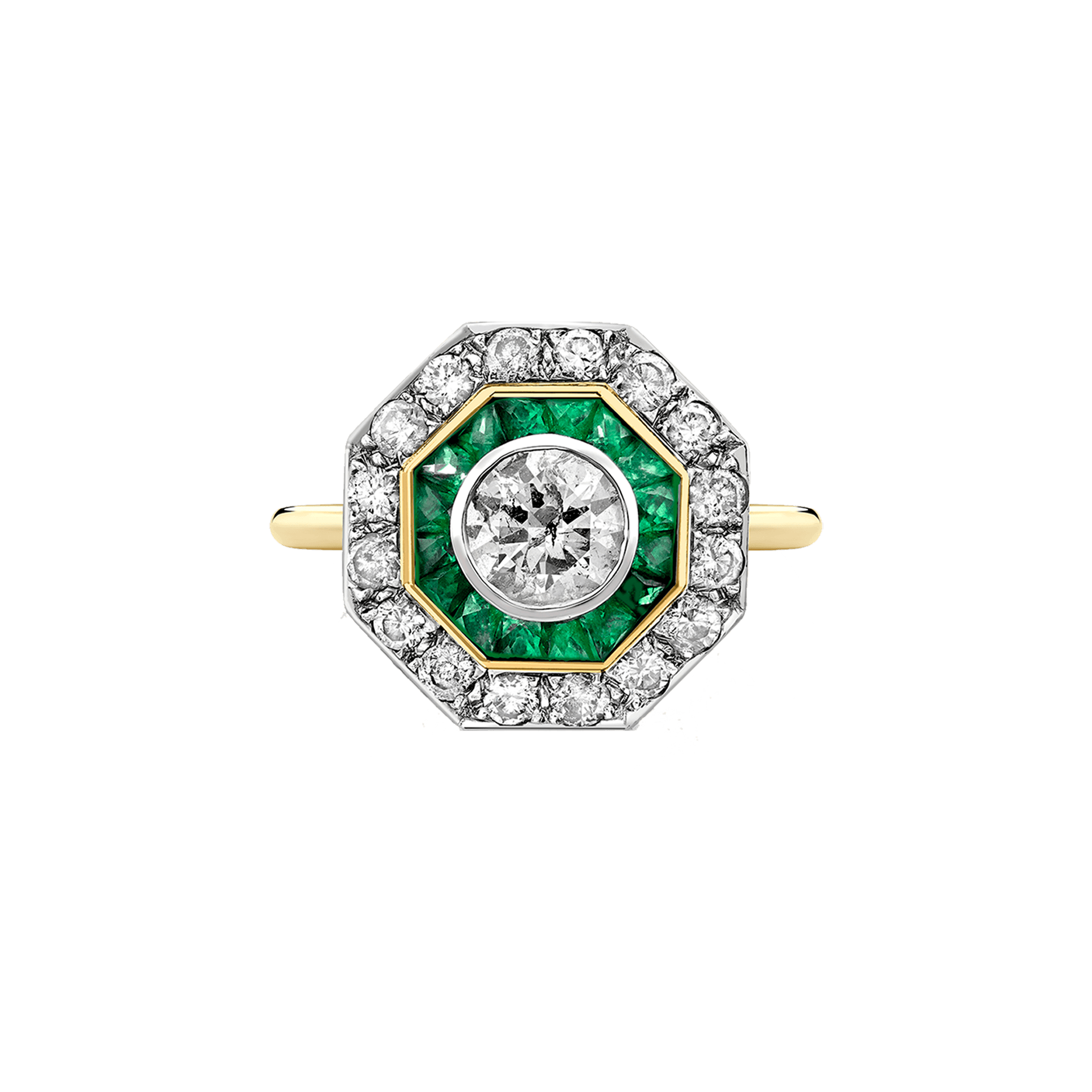 a diamond and emerald engagement ring from lylie