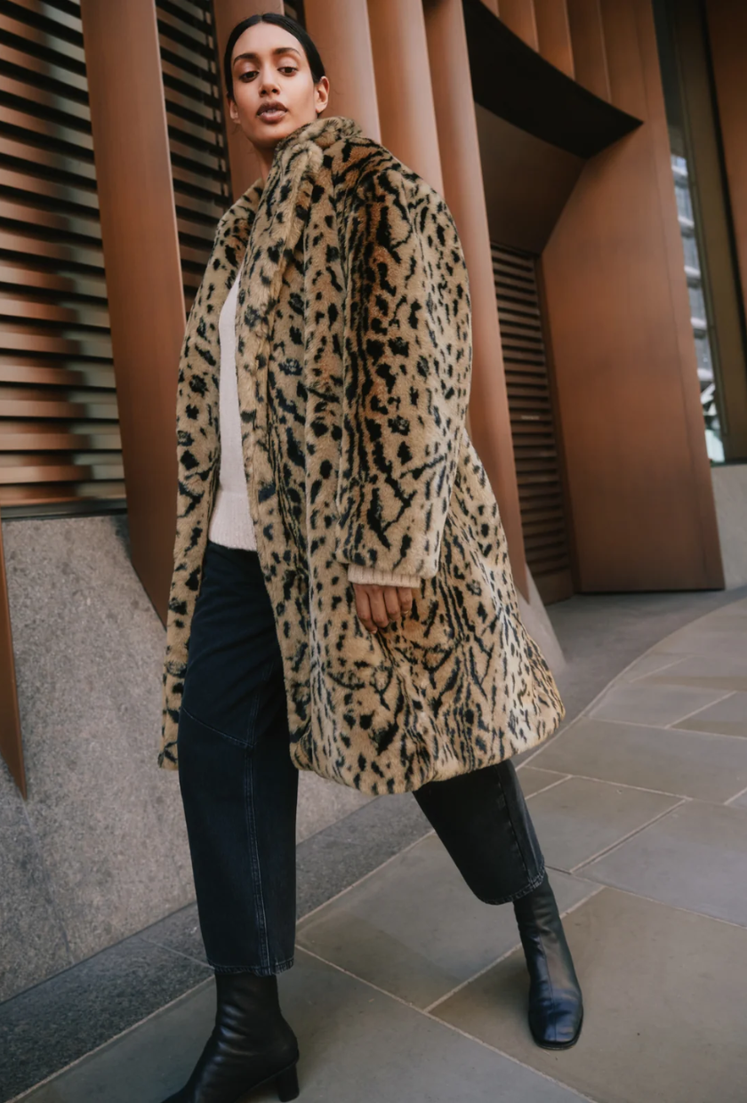 An image of a leopard print coat from Albray