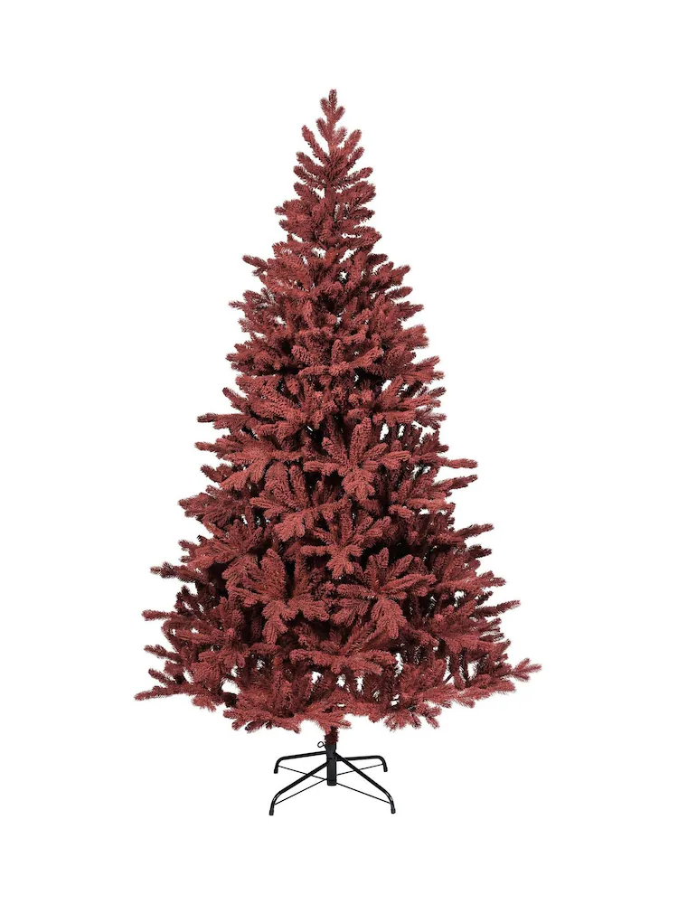Everlands, Everlands Burgundy Red Fir Flocked 7ft Christmas Tree