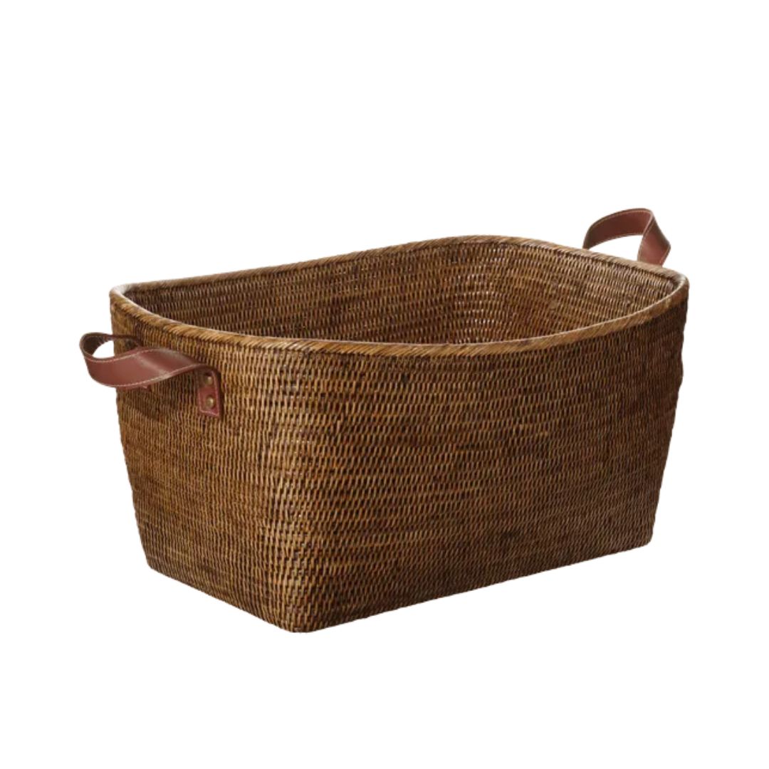 Large Fairfax Rattan Basket - Brown