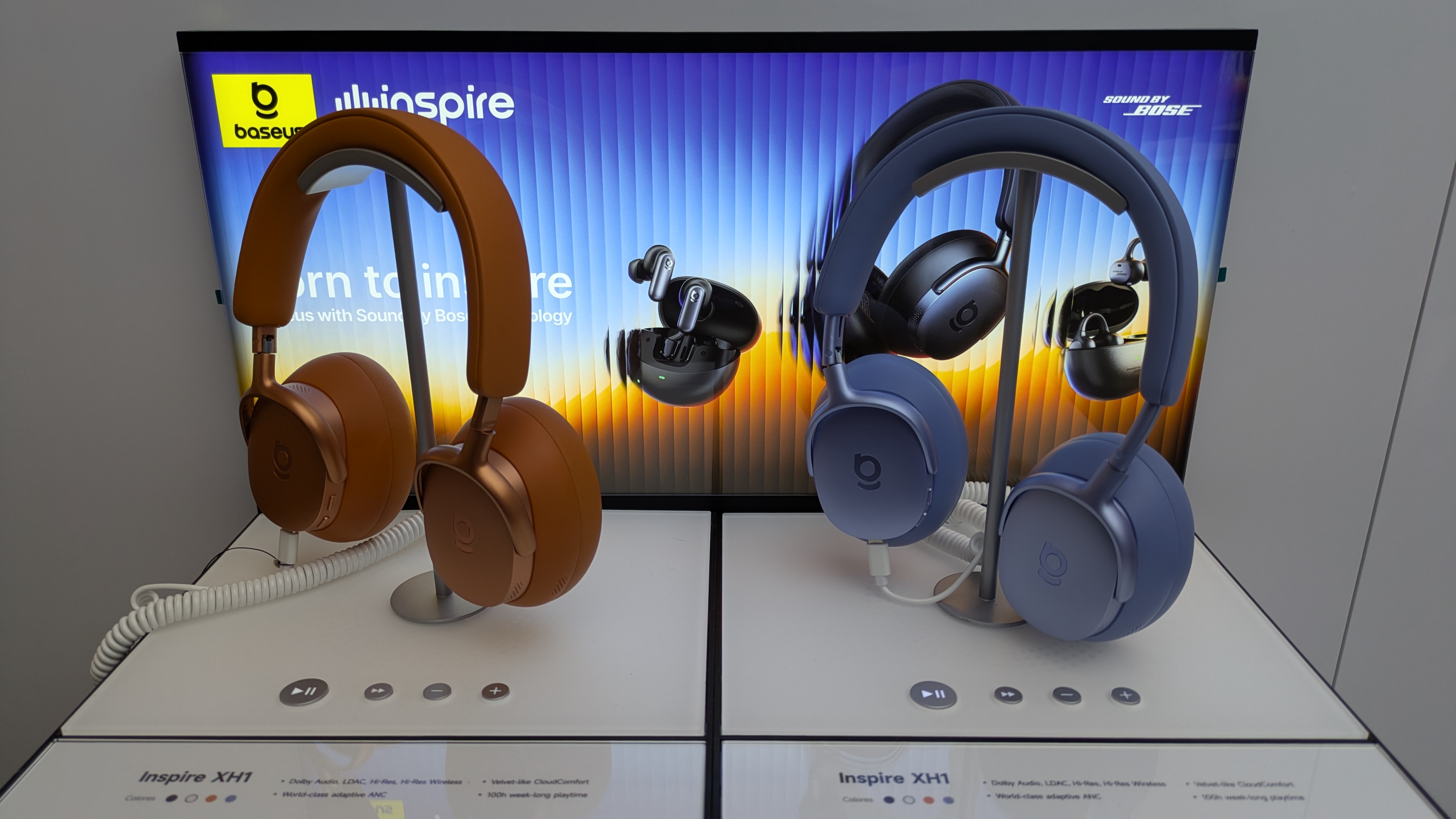 Baseus Inspire XH1 headphones in limited edition orange and blue