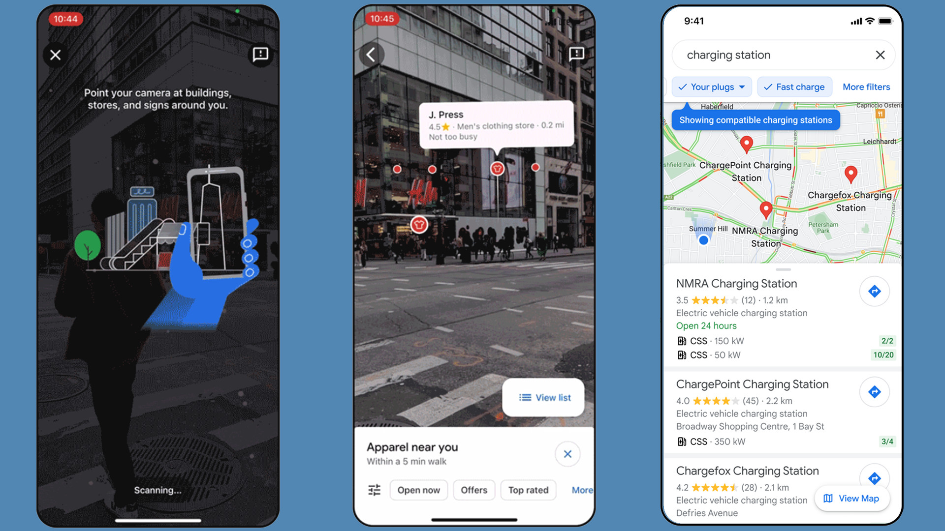 Google Maps Live View en het filter voor oplaadstations voor elektrische auto's