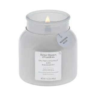 Better Homes & Gardens Salted Coconut Mahogany Scented Wooden Wick Candle