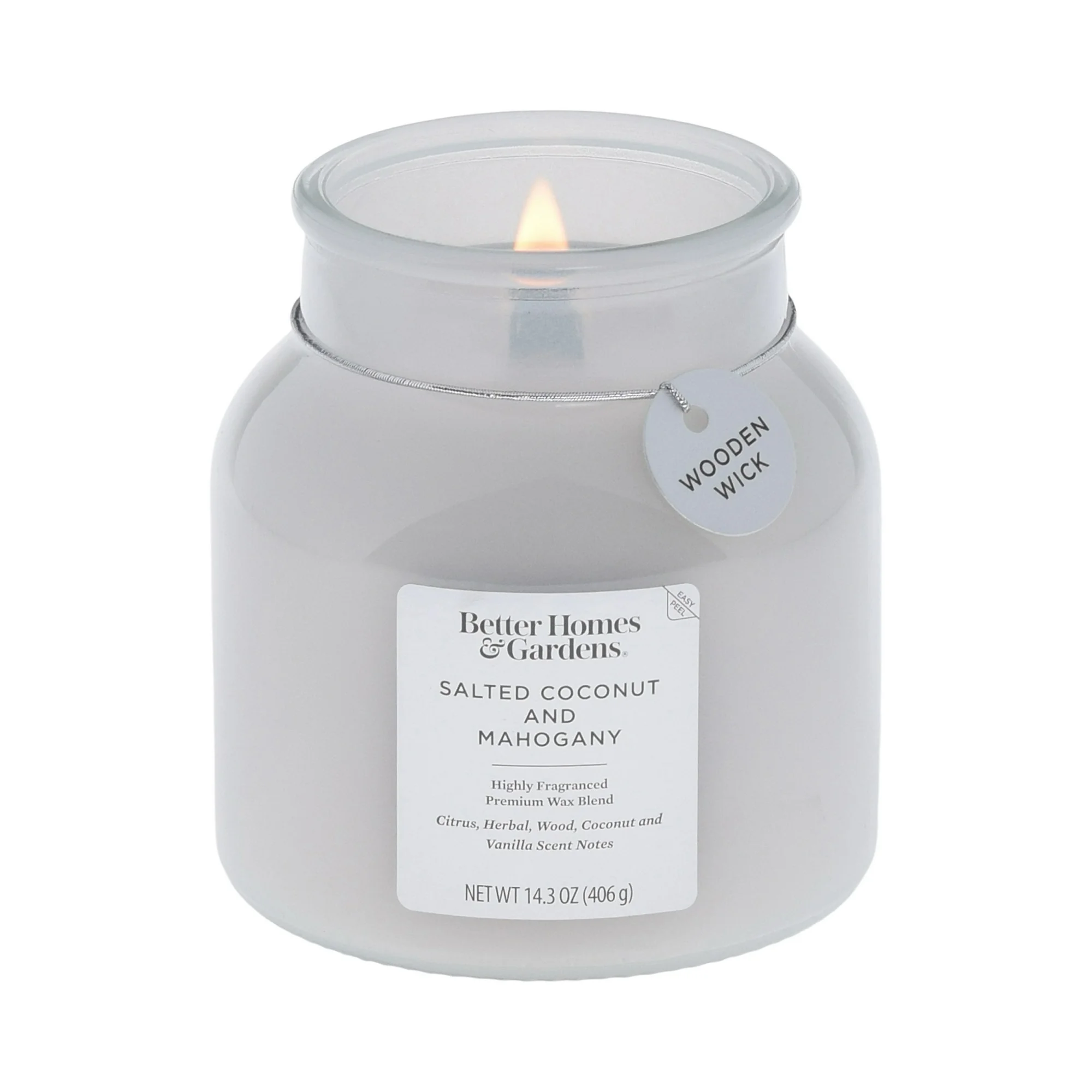 Better Homes & Gardens Salted Coconut Mahogany Scented Wooden Wick Candle