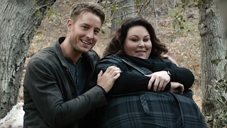 Kevin and Kate Pearson smile in the woods on This Is Us.