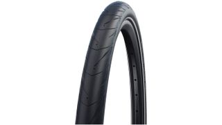 A stock image of the Schwalbe Marathon Supreme Evolution tyre on a white background