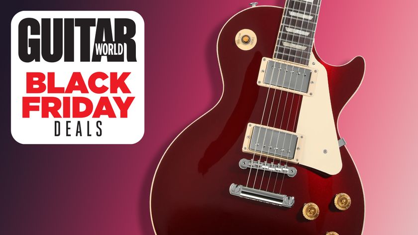 Gibson Les Paul Standard &#039;60s Plain Top Electric Guitar against burgundy background Black Friday graphic