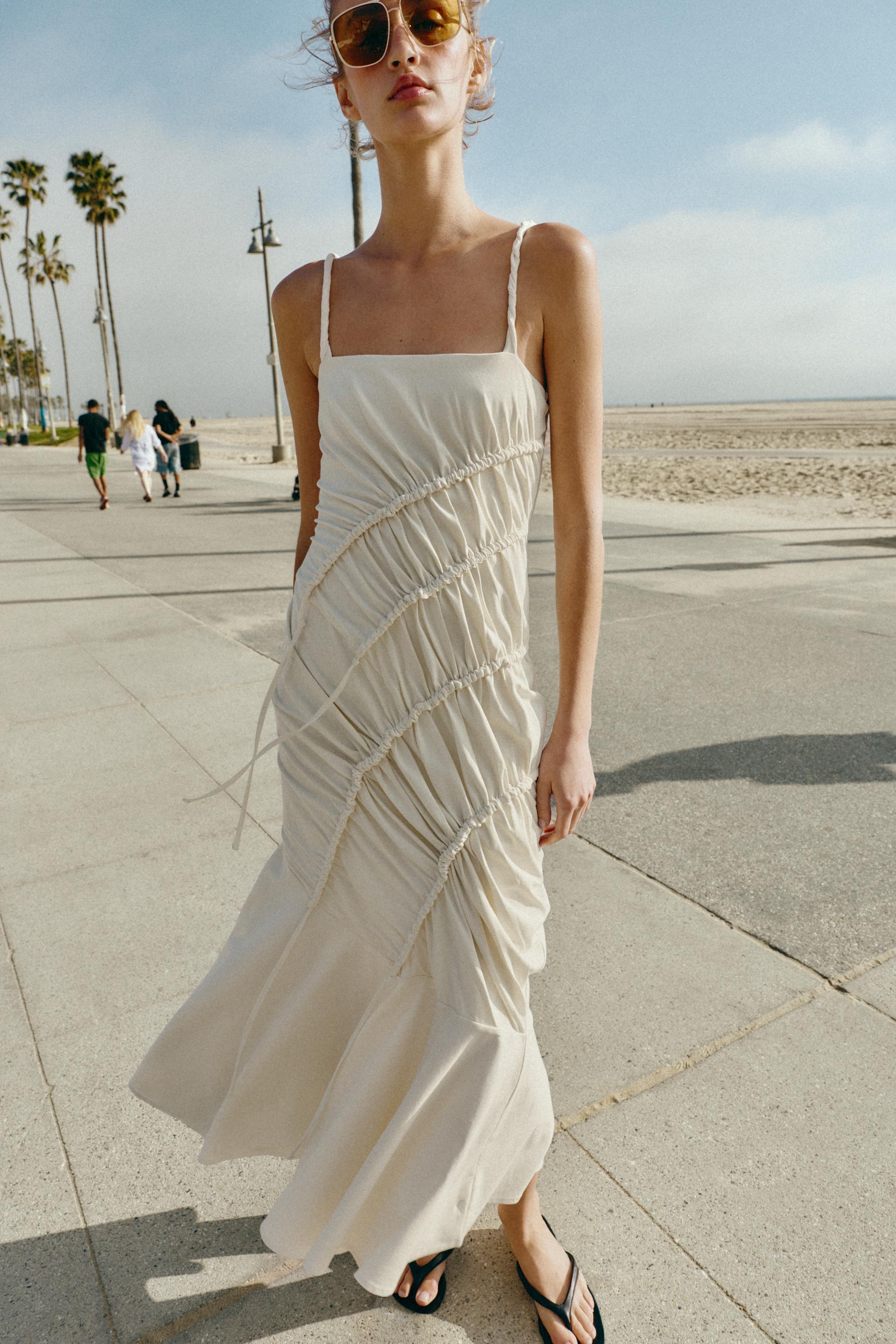 ZARA, Long Draped Dress