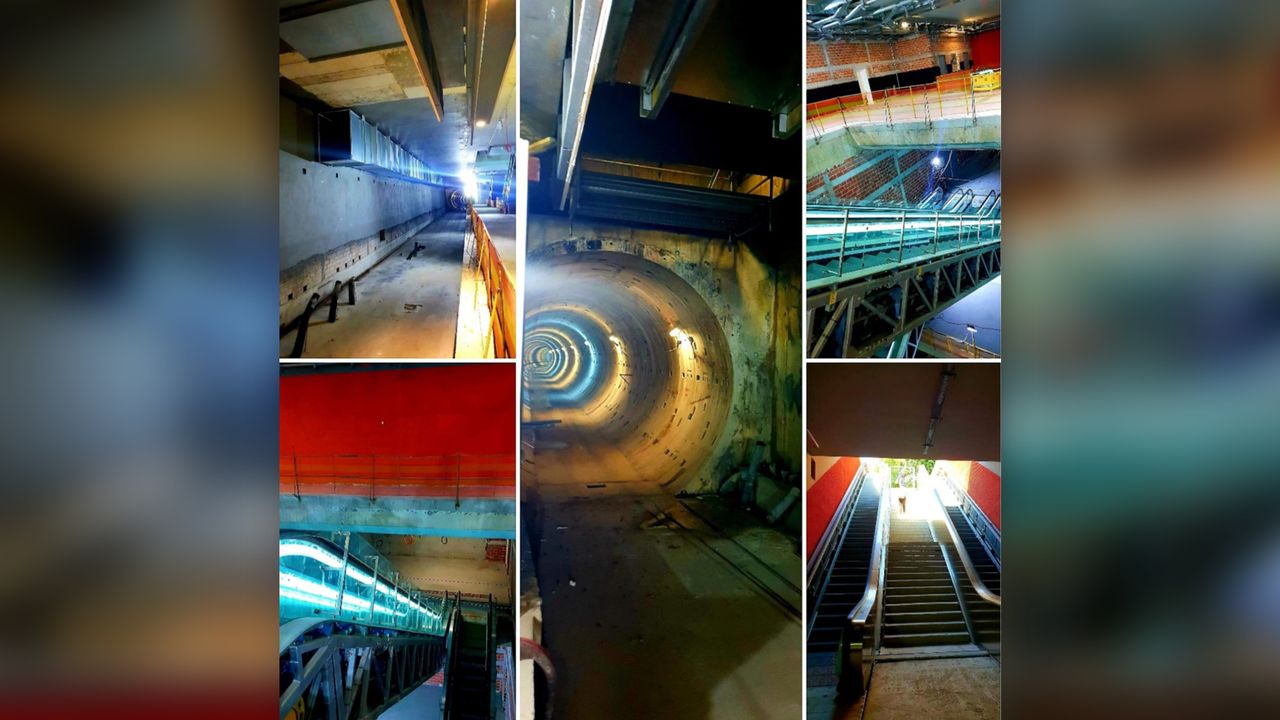 A collage of the new Sintrivani metro station, where archaeologists found the basilica and the soldier's grave.