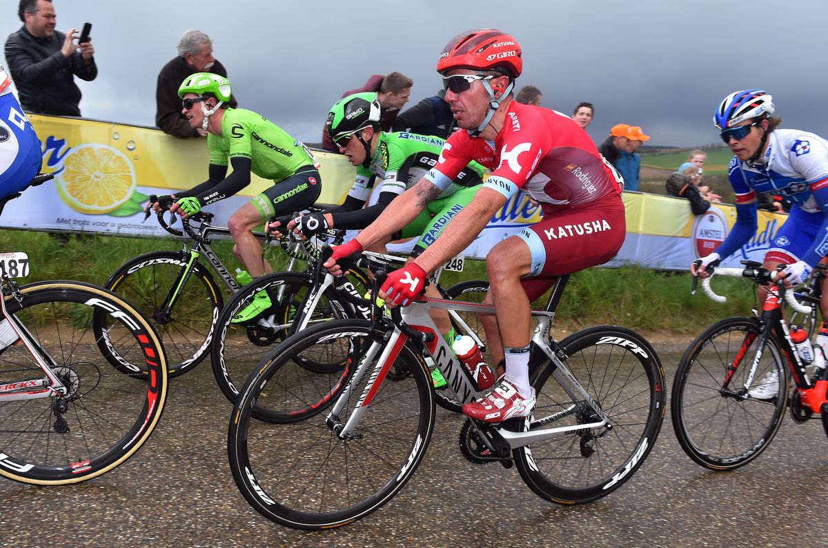 Joaquim Rodriguez (Katusha) with Frank Schleck (Trek-Segafredo), and Ben King (Cannondale)
