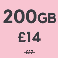 200GB data SIM only plan: £17