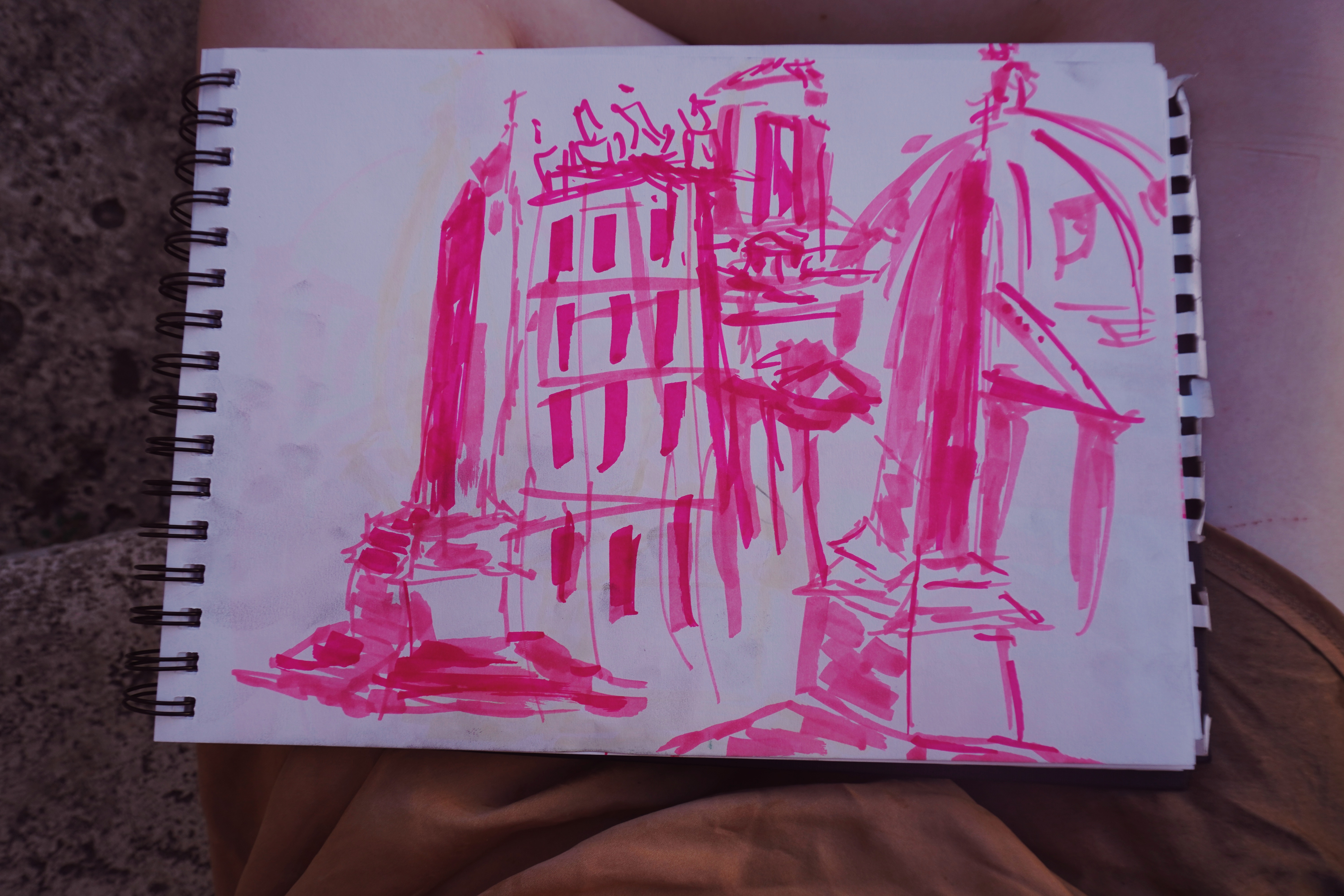 Sketches of Rome buildings.