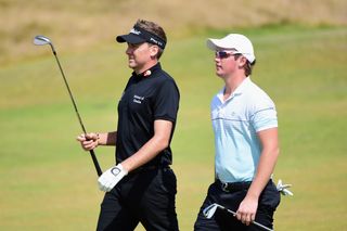 Ian Poulter (left) and Sam Horsfield at the 2015 US Open