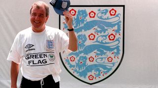 Terry Venables England manager takes off his cap ahead of Euro 96 at Wembley