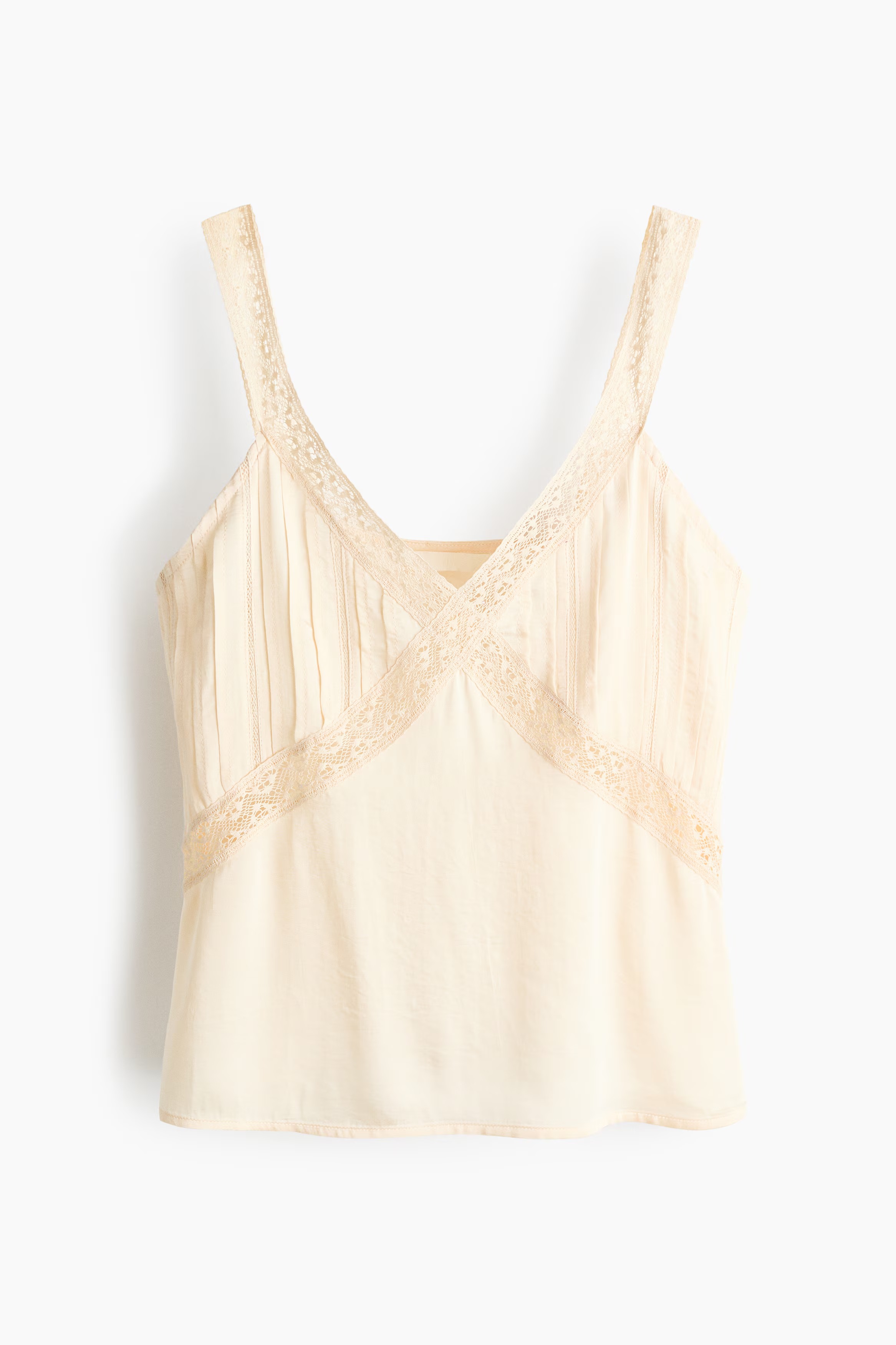 H&amp;amp;M, Lace-Trimmed Pintucked Top