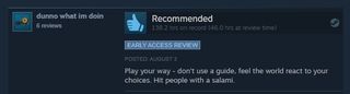 Positive Steam review of Baldur's Gate 3: "Play your way - don't use a guide, feel the world react to your choices. Hit people with a salami."