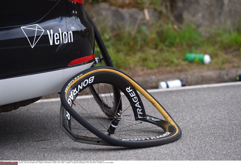 Team mechanics were forced into action after a fall in the peloton