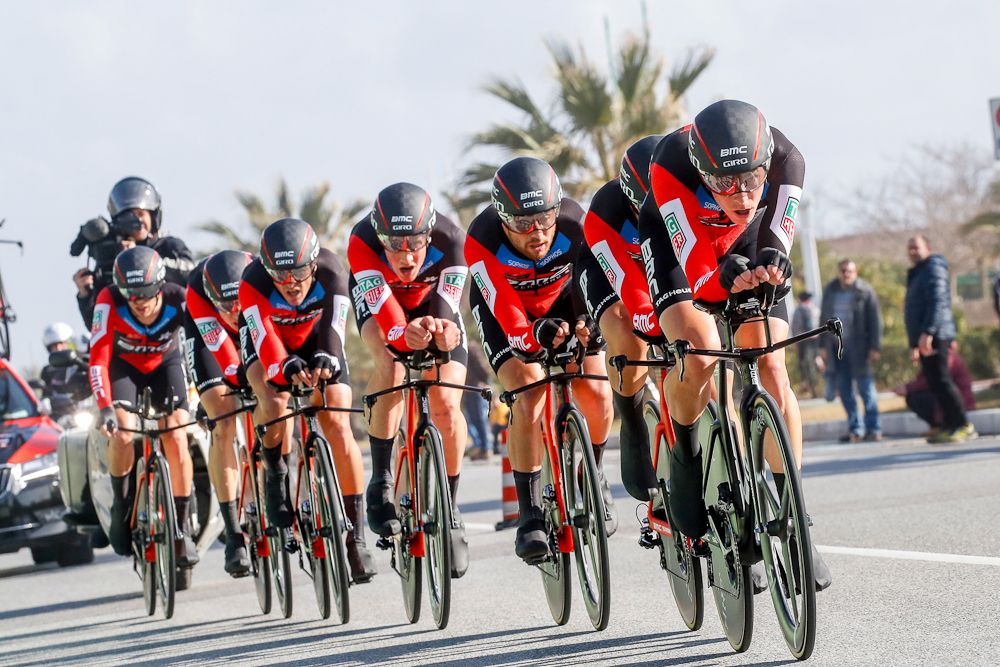 BMC Racing on their way to winning the Tirreno-Adriatico team time trial