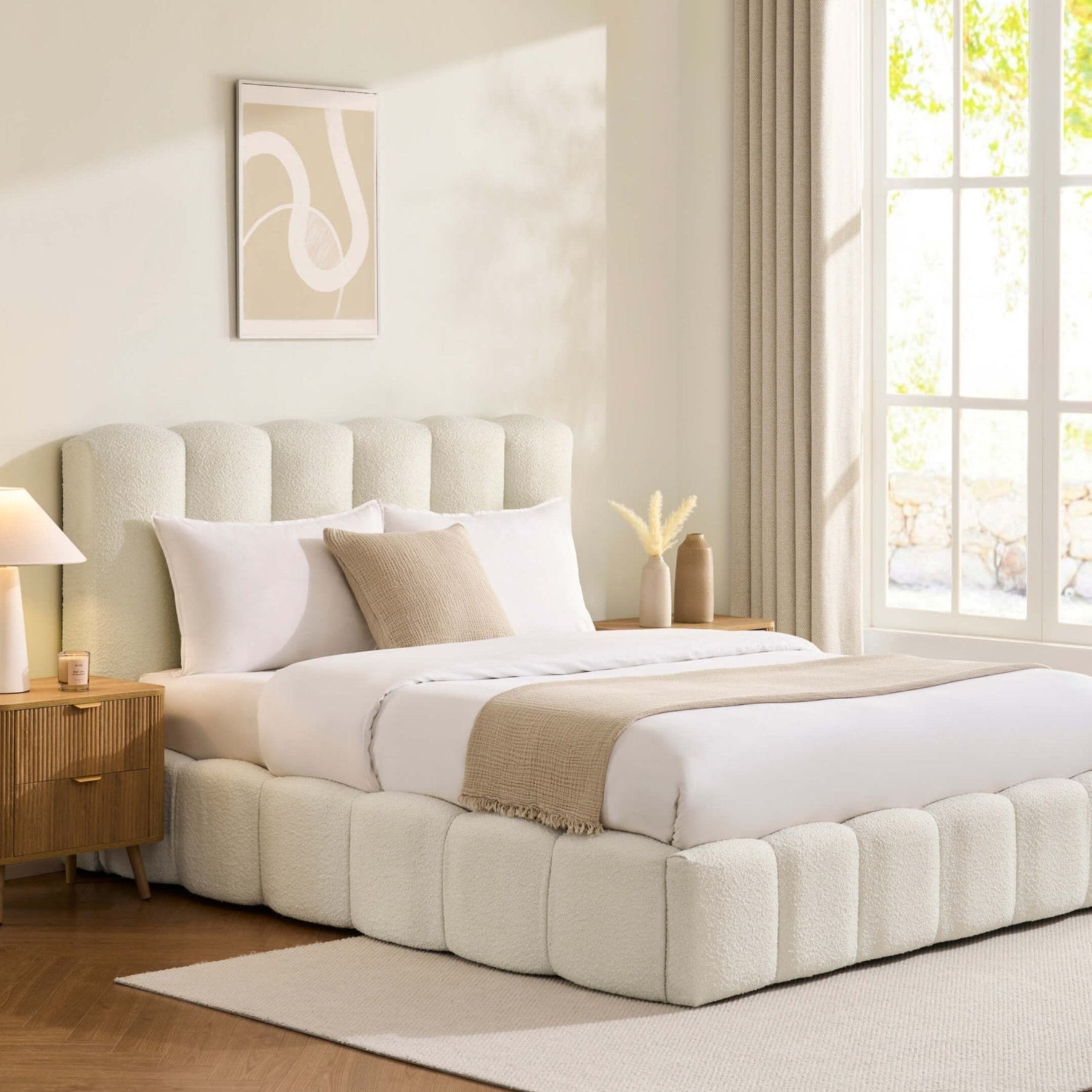 Cheshire Boucle Ottoman Storage Bed - Off White