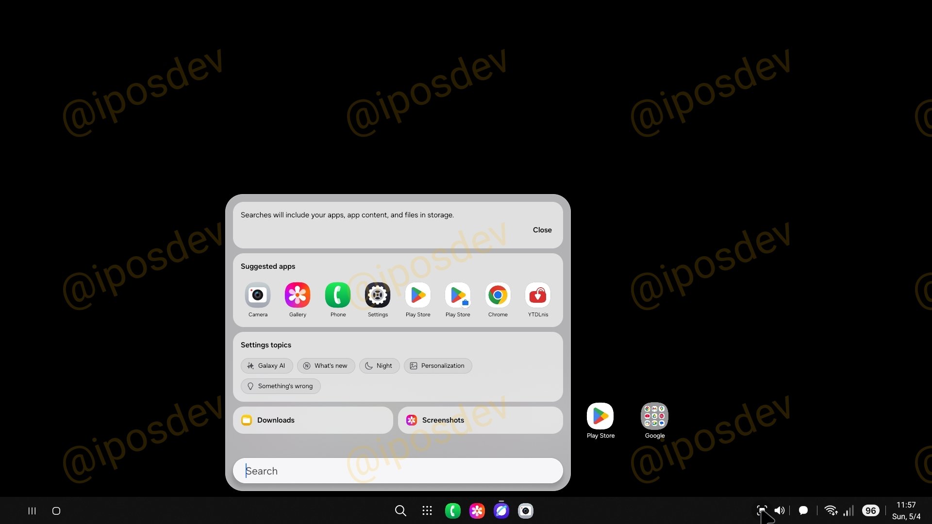 Leaked images of Samsung DeX in One UI 8 test version