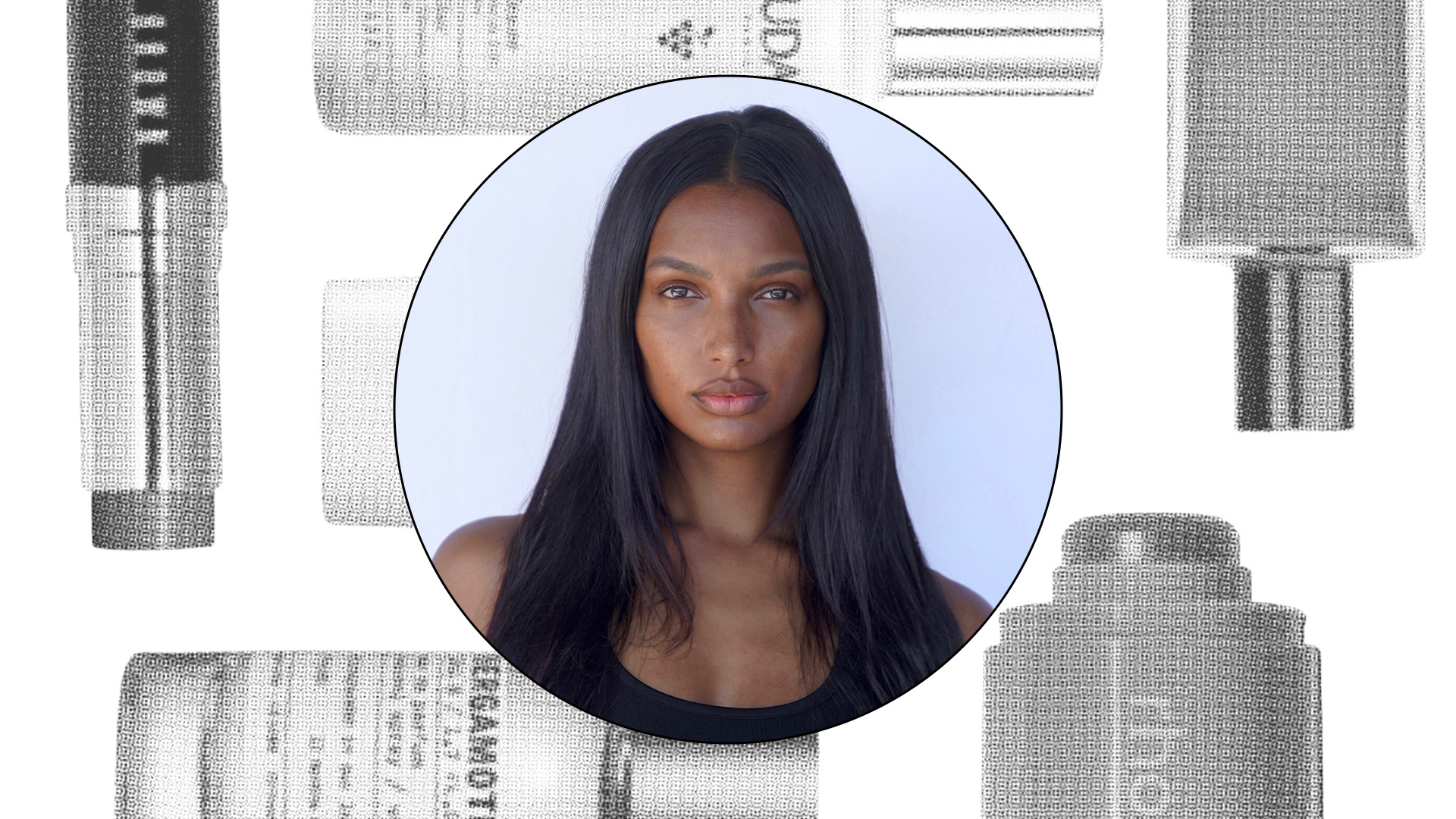 Collage of Jasmine Tookes's favorite beauty products.