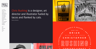 Chris Rushing's site is an excellent example of a Squarespace page that's packed with personality