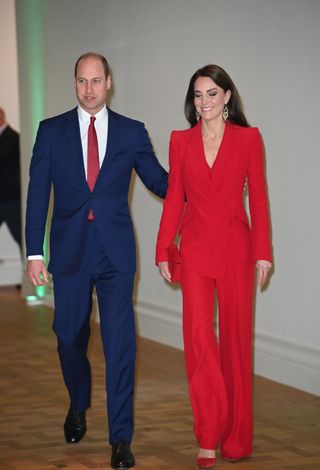 Kate Middleton red trouser suit