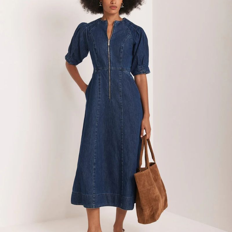 Mint Velvet, Indigo Denim Zip Midi Dress