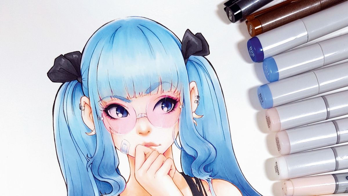 How to Draw Anime Hair  [Part 2] Rendering + Color Selection 