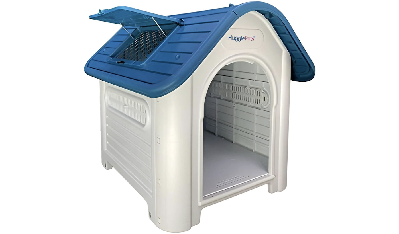 HugglePets dog house with blue roof