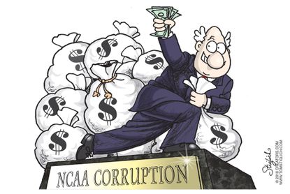 Political cartoon U.S. NCAA FBI probe corruption