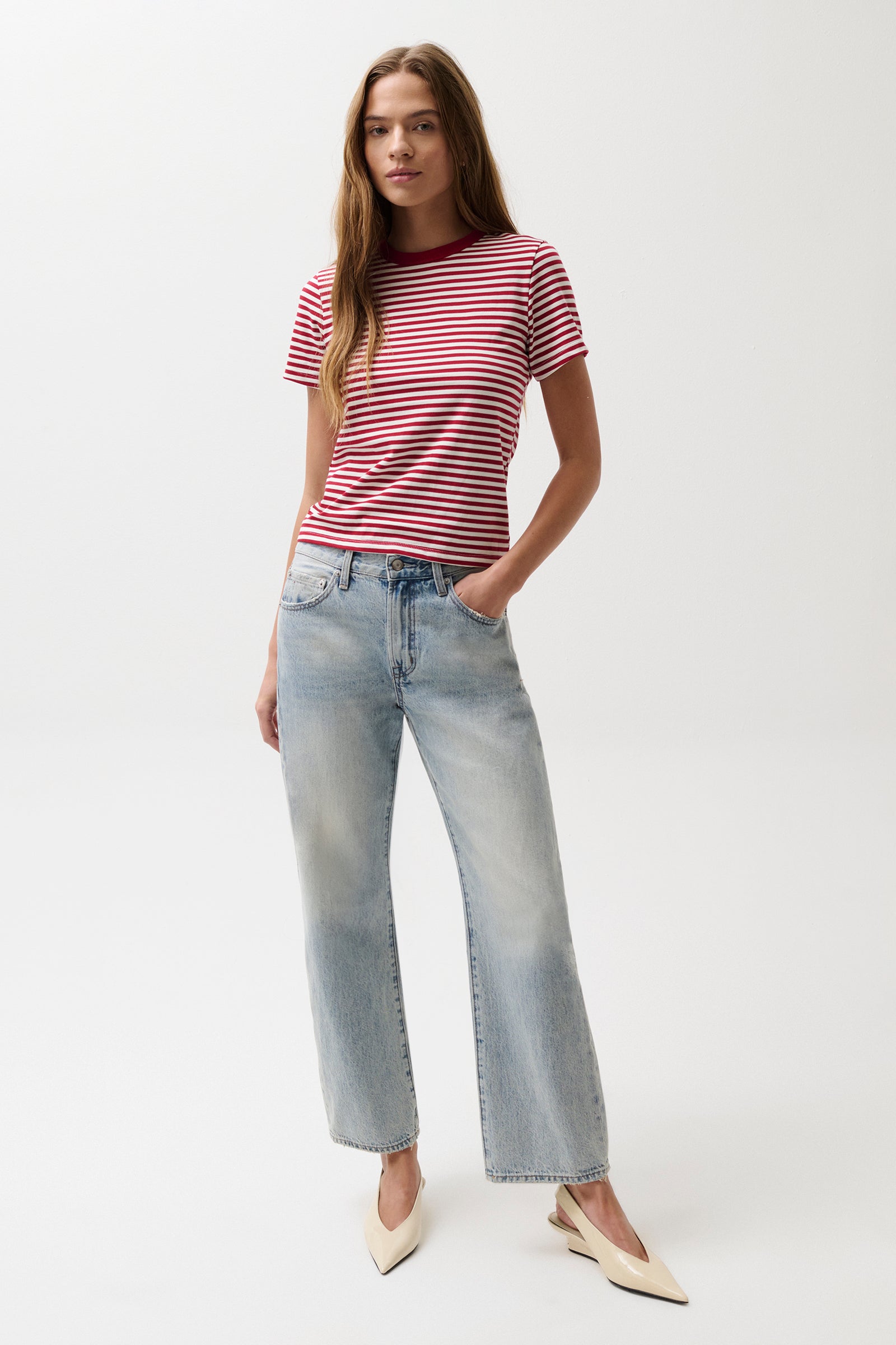 Lexi Mid Rise Bowed Straight Jean - Bowie - Bowie / 24