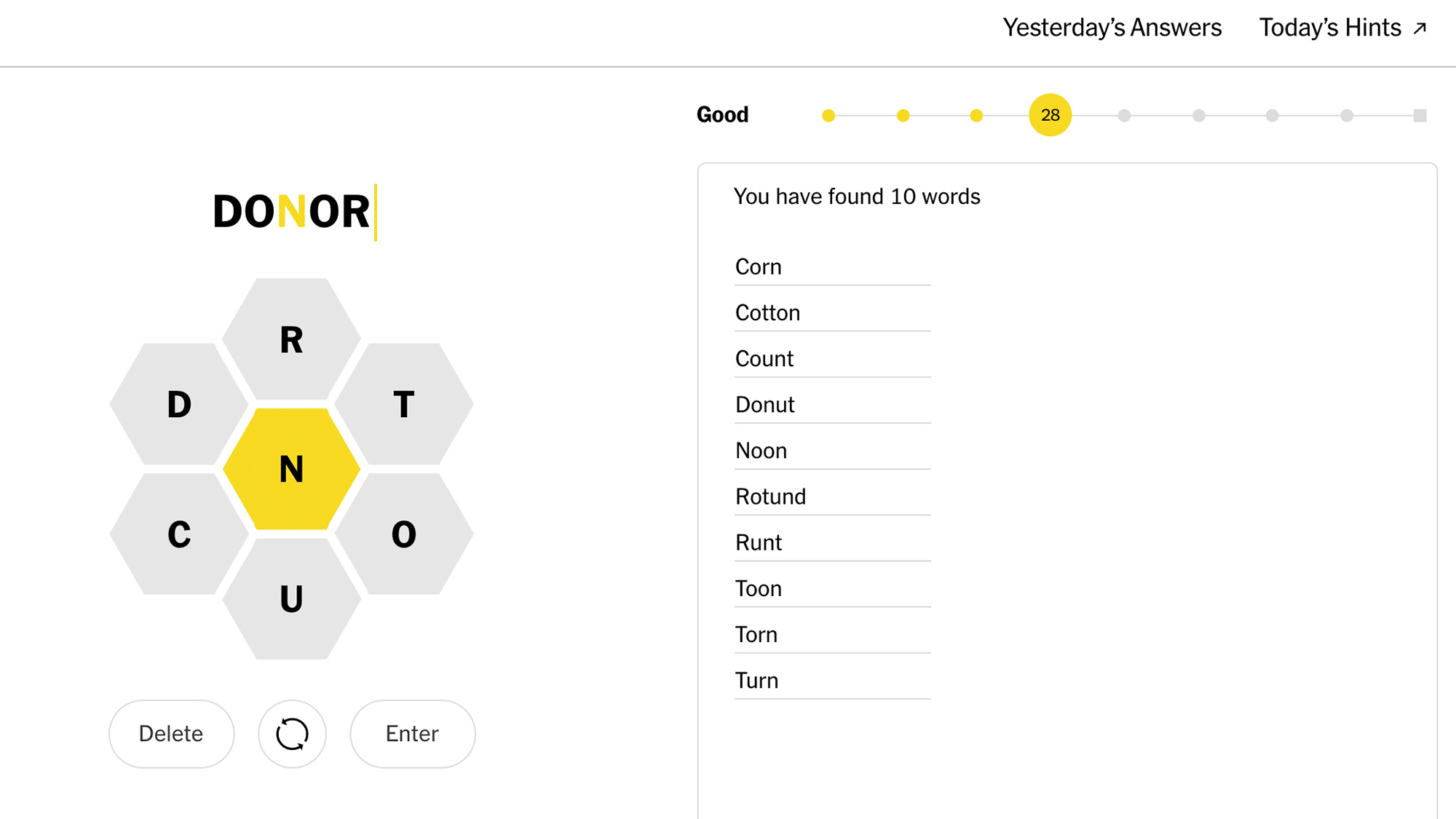 The New York Times' Spelling Bee game